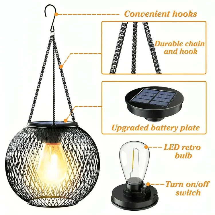 Solar Lantern Weatherproof Metal-ABS 36-Hour Runtime