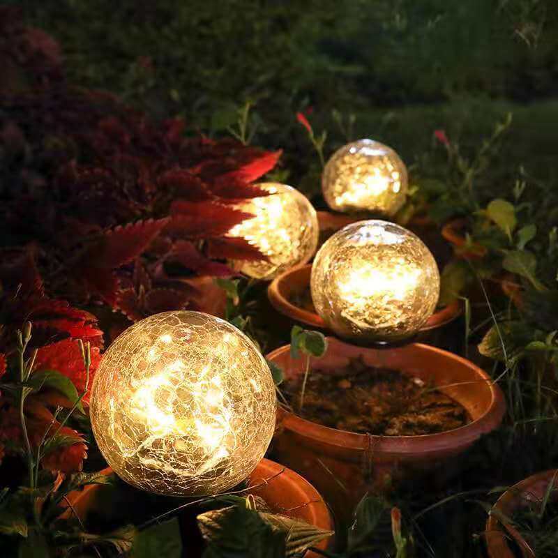 Solar Path Light Crackle Glass Automatic Warm White