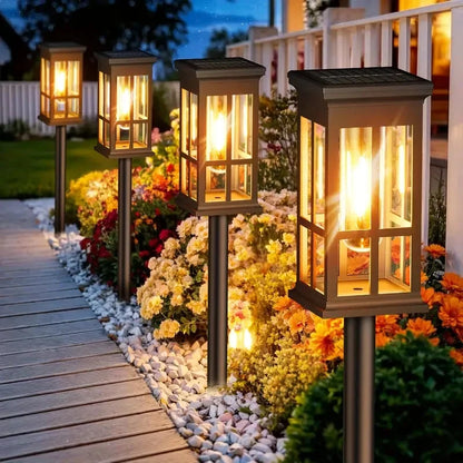 Solar Pathway Lights Filament LED Lantern Set of 2