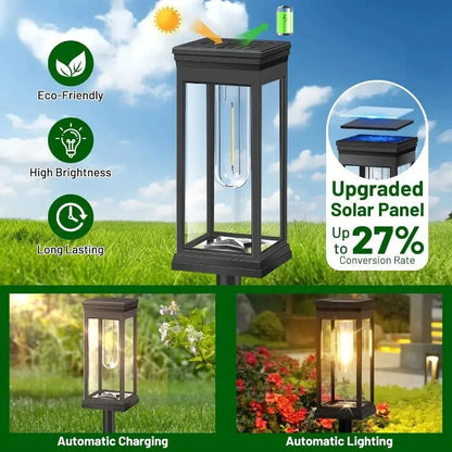 Solar Pathway Lights Filament LED Lantern Set of 2