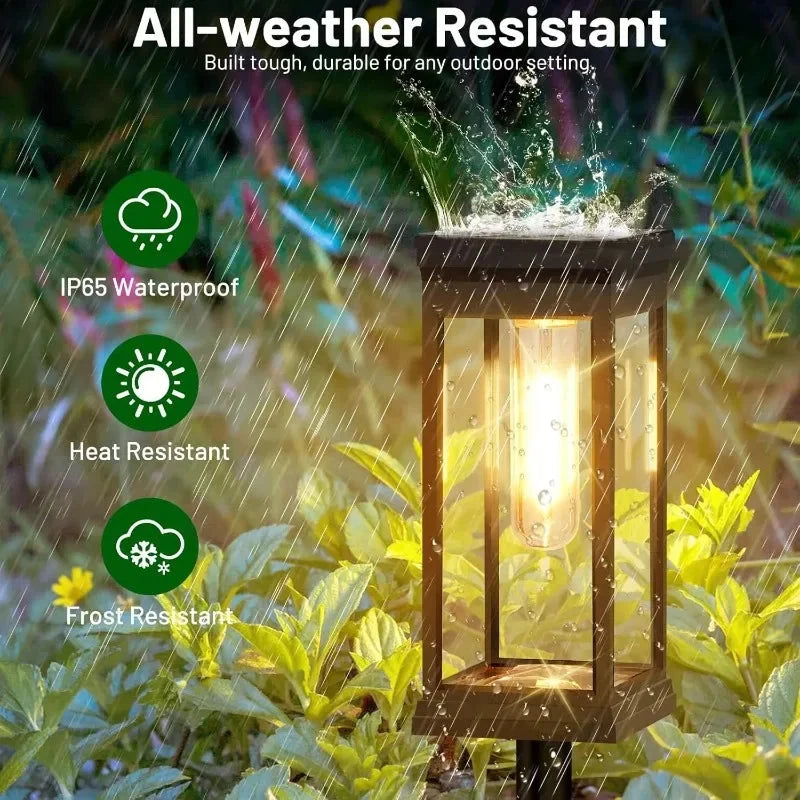 Solar Pathway Lights Filament LED Lantern Set of 2