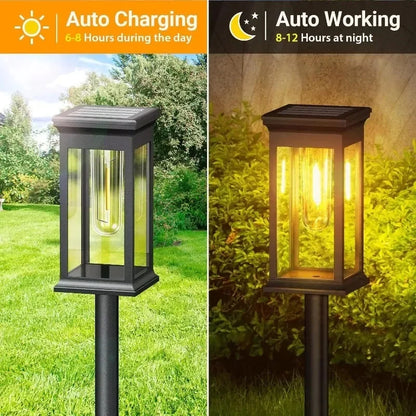Solar Pathway Lights Filament LED Lantern Set of 2