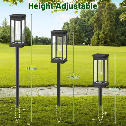 Solar Pathway Lights Filament LED Lantern Set of 2