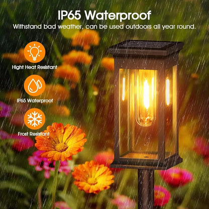 Solar Pathway Lights Filament LED Lantern Set of 2