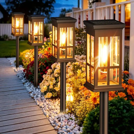 Solar Pathway Lights Lantern-Style Filament LED Set of 2