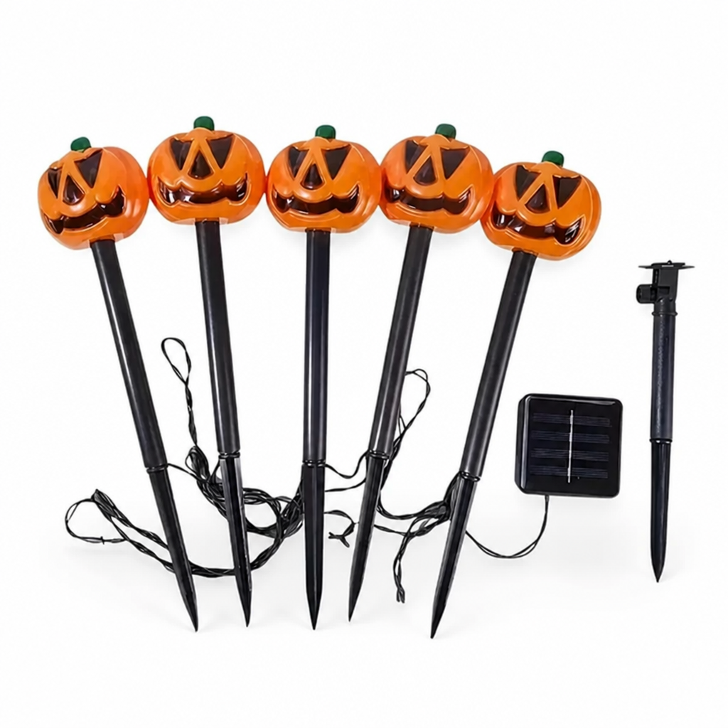 Solar-Powered Weatherproof Pumpkin Pathway Lights (Set of 5)