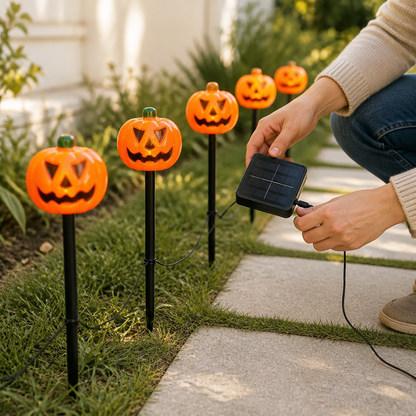 Solar-Powered Weatherproof Pumpkin Pathway Lights (Set of 5)