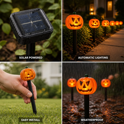 Solar-Powered Weatherproof Pumpkin Pathway Lights (Set of 5)