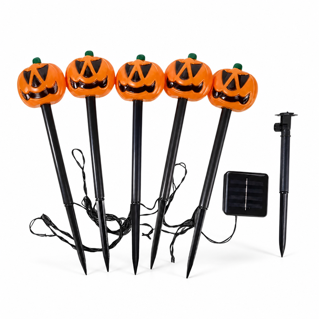 Solar-Powered Weatherproof Pumpkin Pathway Lights (Set of 5)