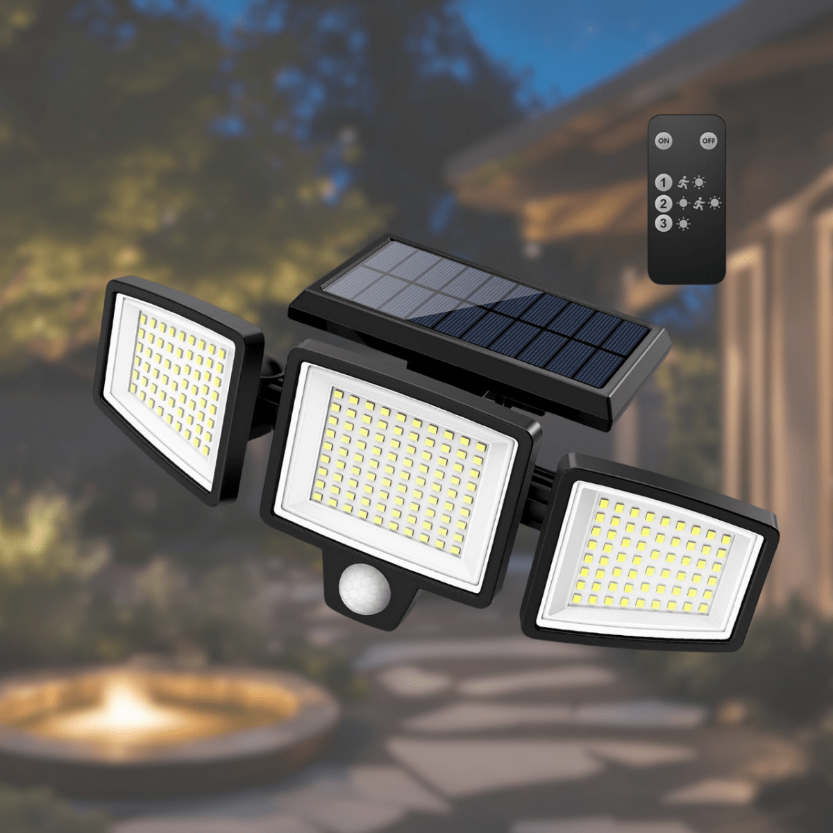 Solar Security Light Triple-Head Motion Sensor 2500 Lumens