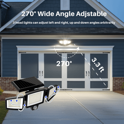 Solar Security Light Triple-Head Motion Sensor 2500 Lumens