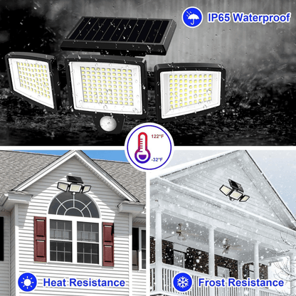 Solar Security Light Triple-Head Motion Sensor 2500 Lumens
