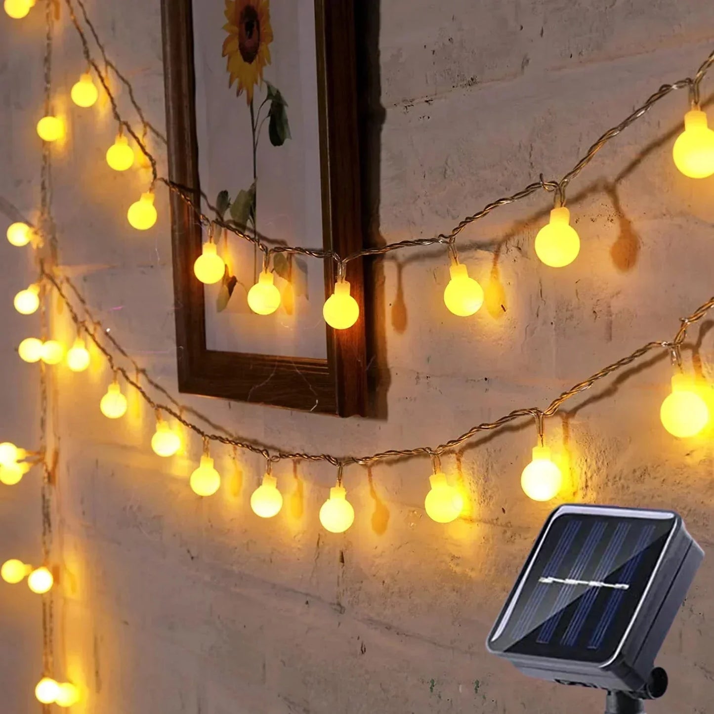 Solar String Lights Solar-Powered IP65 Adjustable Panel
