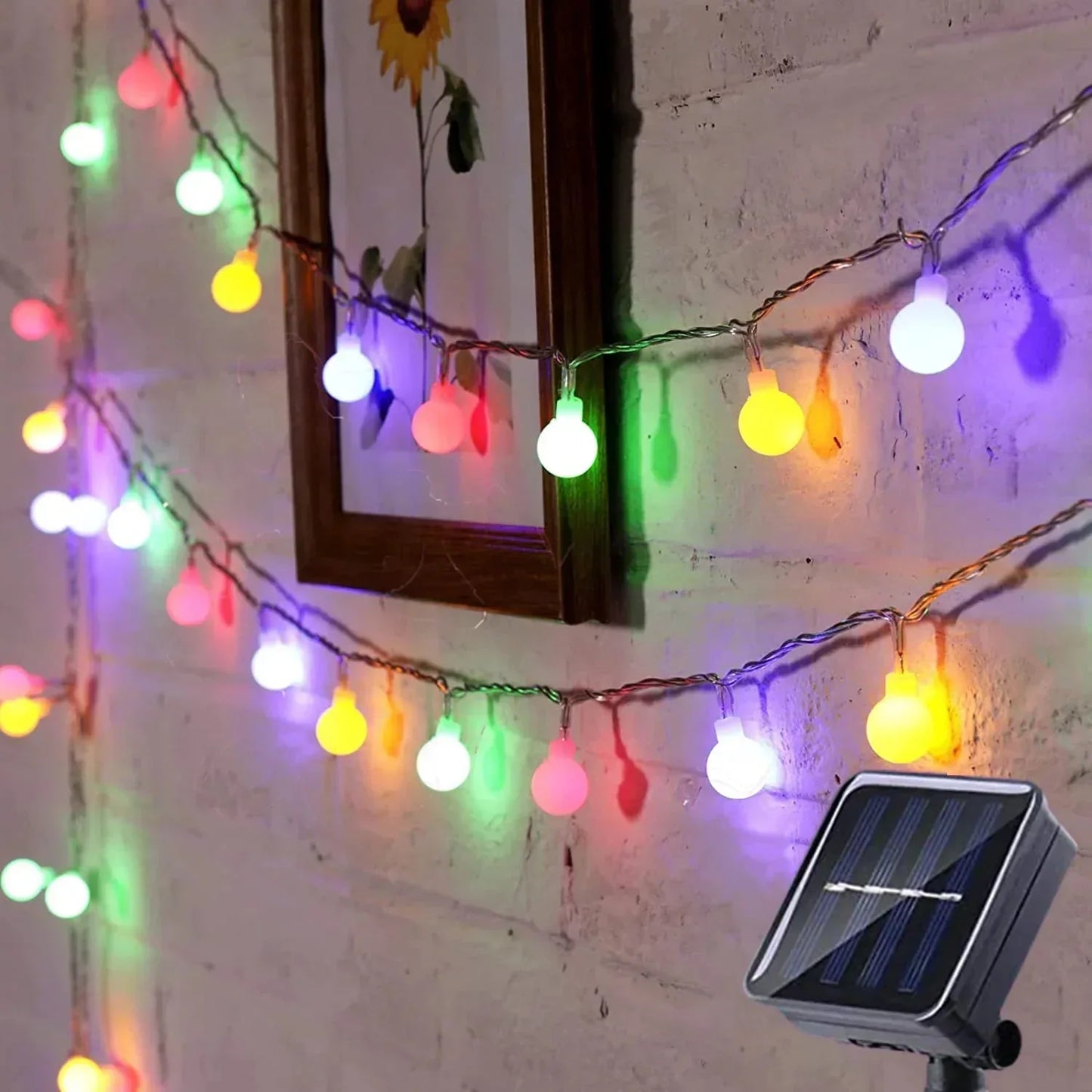 Solar String Lights Solar-Powered IP65 Adjustable Panel