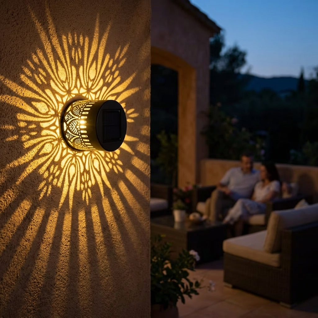 Solar Wall Light Mandala Shadow Projection IP65