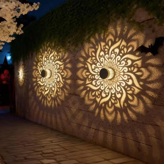 Solar Wall Lights Peony Shadow Pattern Set of 2