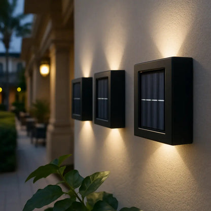 Solar Wall Lights Warm White Aluminum Set of 4