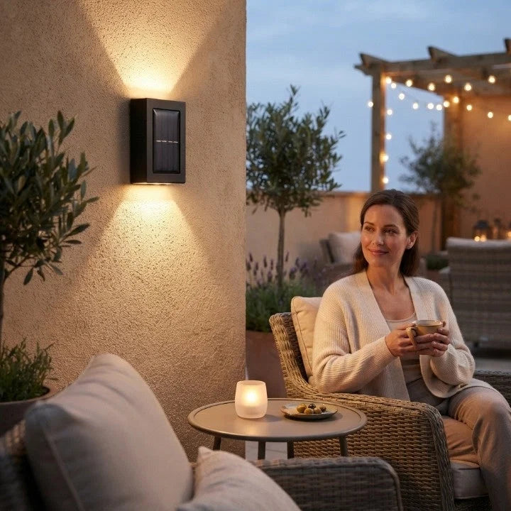 Solar Wall Lights Warm White Aluminum Set of 4