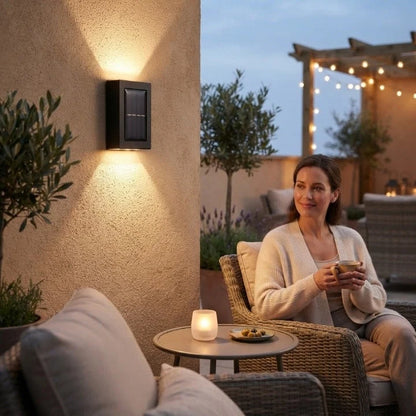 Solar Wall Lights Warm White Aluminum Set of 4