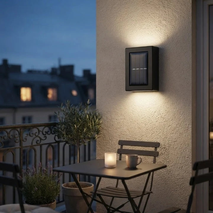 Solar Wall Lights Warm White Aluminum Set of 4