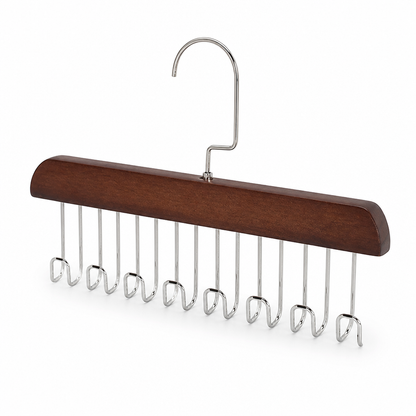 Space-Saving Hardwood & Stainless Steel Belt & Accessory Hanger