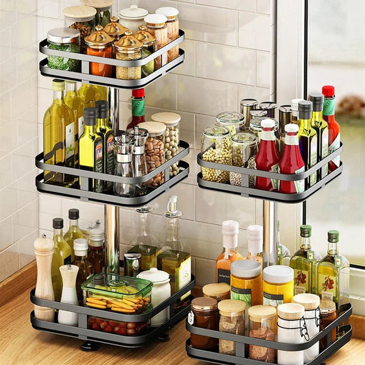 Spice Rack 360° Rotating Carbon Steel Multi-Tier