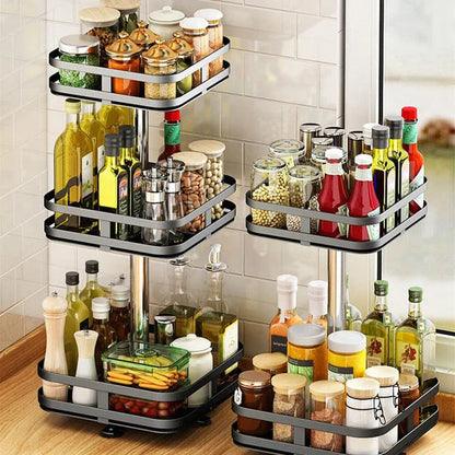 Spice Rack 360° Rotating Carbon Steel Multi-Tier