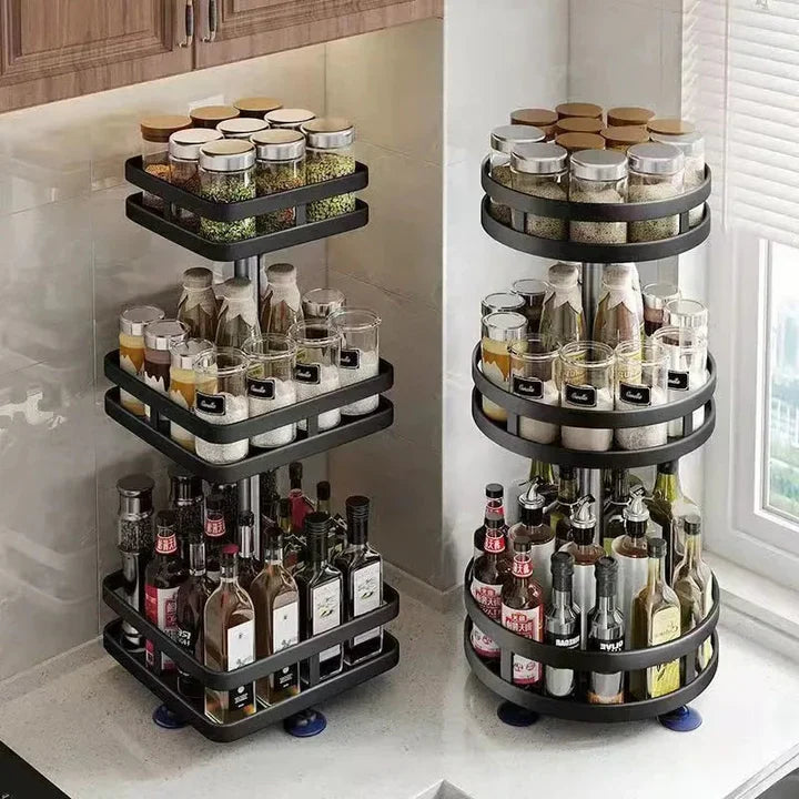 Spice Rack 360° Rotating Carbon Steel Multi-Tier