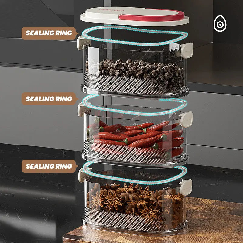 Spice Rack Stackable Clear Layers & Airtight Lids