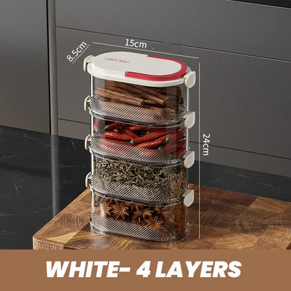 Spice Rack Stackable Clear Layers & Airtight Lids