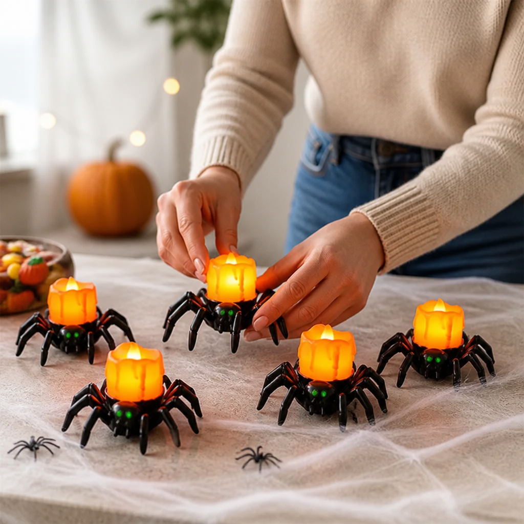 Spider Lights Flameless Battery-Powered Warm Flickering Set of 6