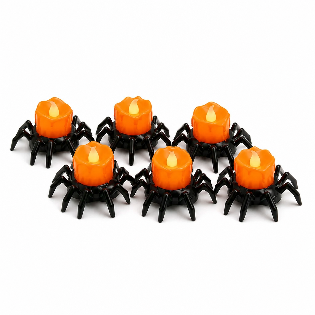 Spider Lights Flameless Battery-Powered Warm Flickering Set of 6