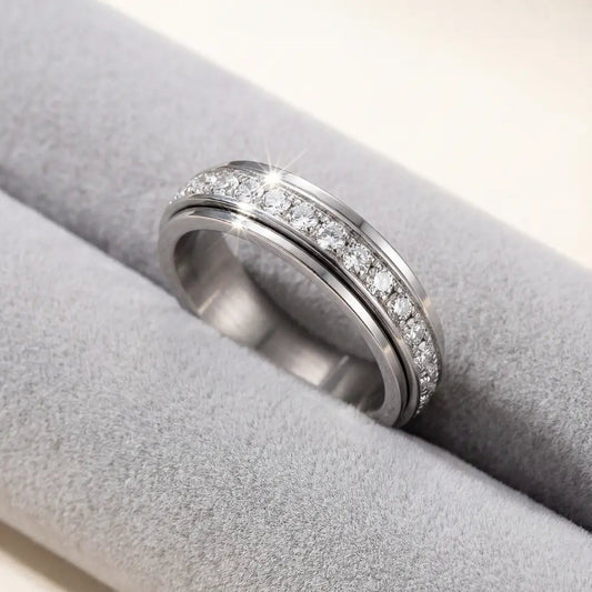 Spinner Ring Rotating Zirconia Hypoallergenic Titanium Steel