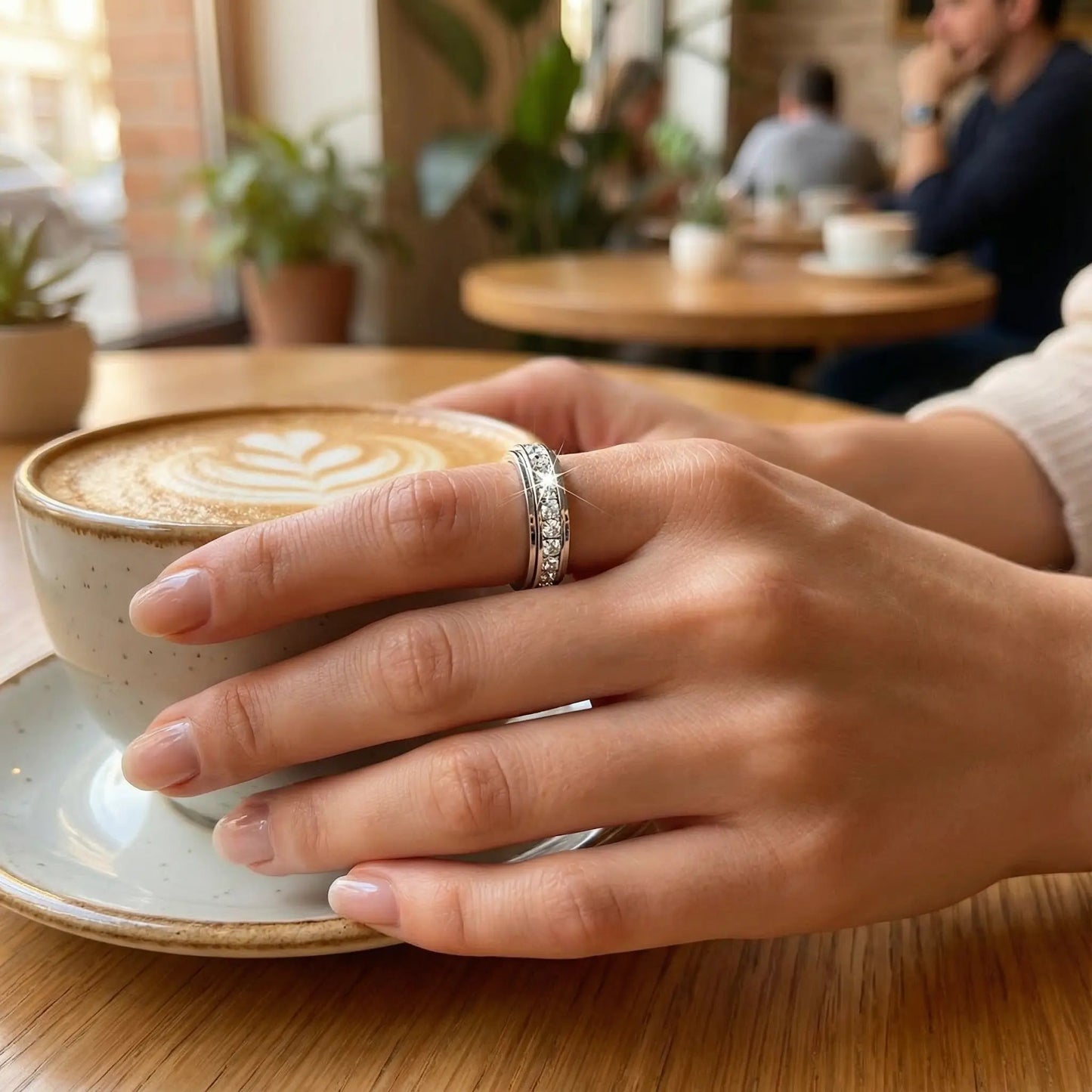 Spinner Ring Rotating Zirconia Hypoallergenic Titanium Steel