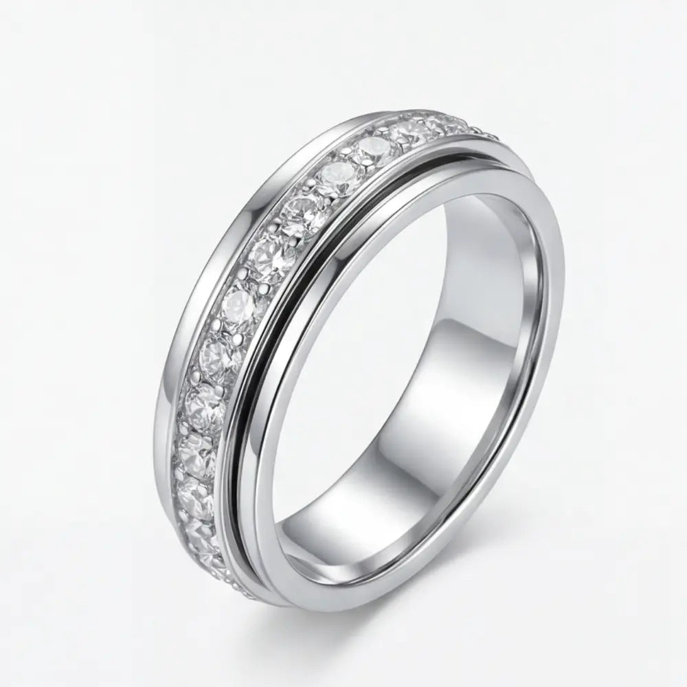 Spinner Ring Rotating Zirconia Hypoallergenic Titanium Steel
