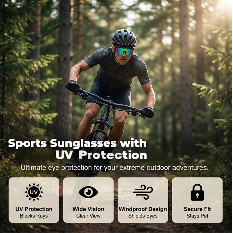 Sports Sunglasses UV400 Mirrored Non-Slip Grip