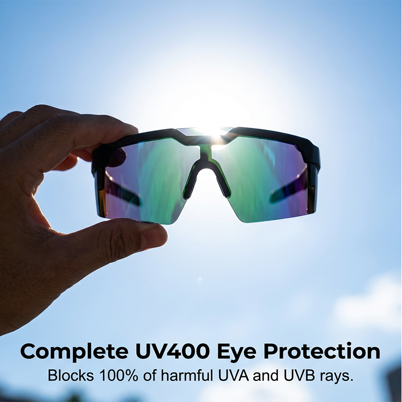 Sports Sunglasses UV400 Mirrored Non-Slip Grip