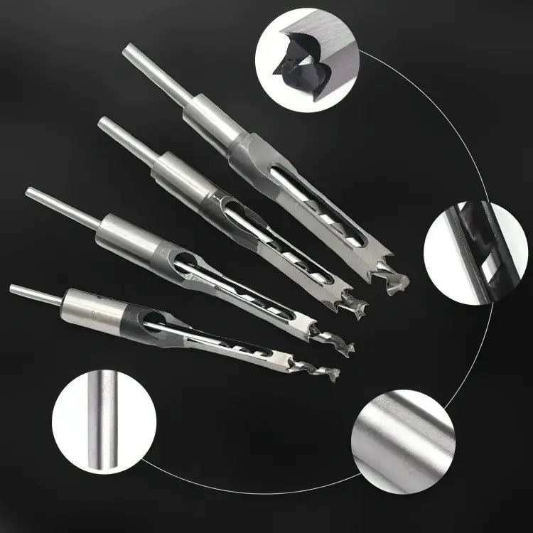 Square Mortise Drill Bit Set CNC-Milled Carbon Steel