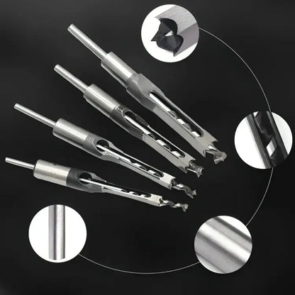 Square Mortise Drill Bit Set CNC-Milled Carbon Steel