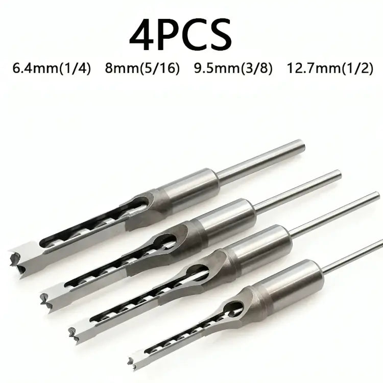 Square Mortise Drill Bit Set CNC-Milled Carbon Steel