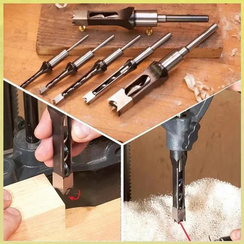 Square Mortise Drill Bit Set CNC-Milled Carbon Steel