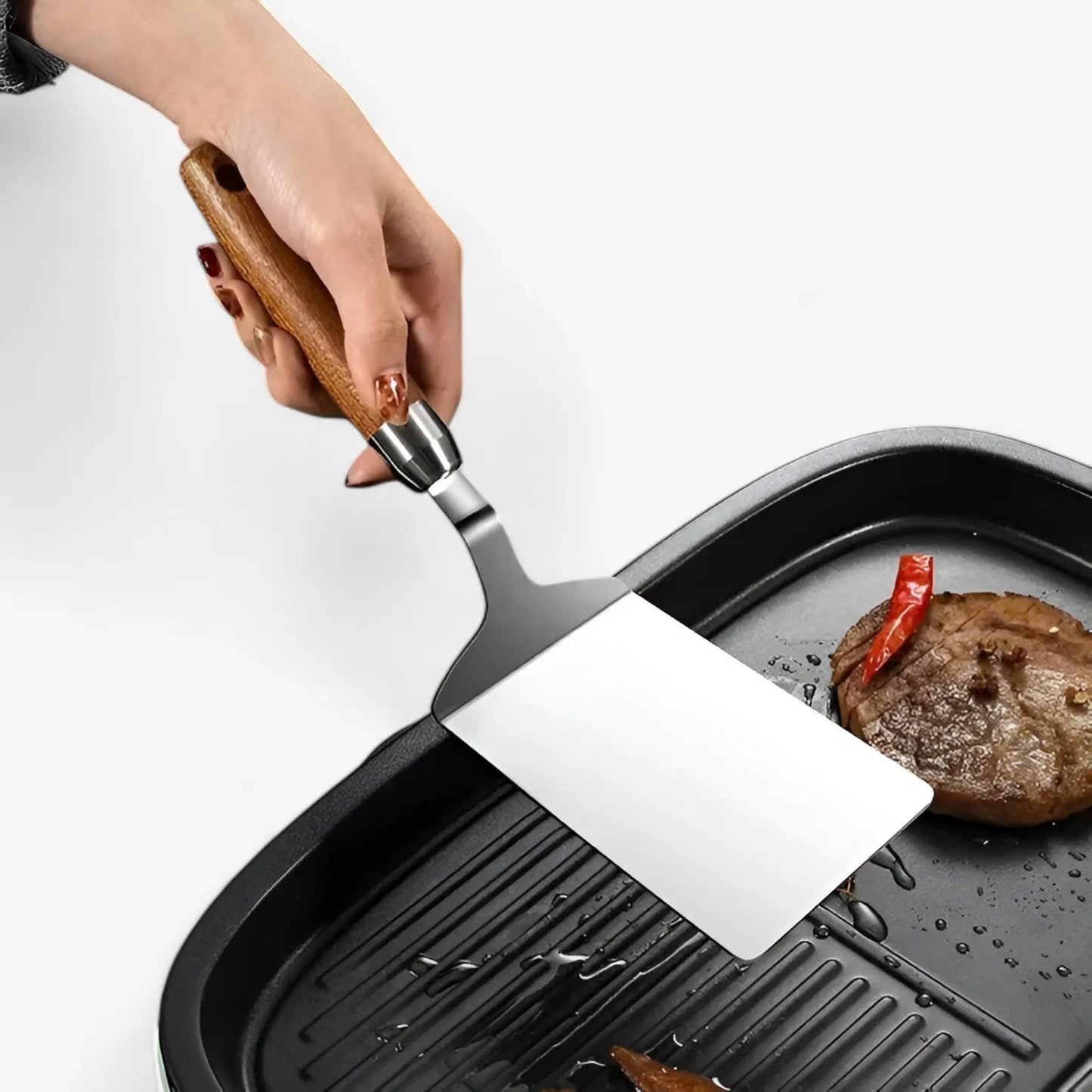 Square Turner Thin Stainless Steel Blade & Wood Handle
