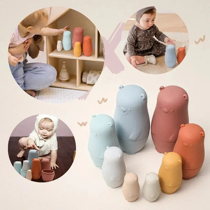 Stacking Figures 4-Piece Food-Grade Silicone Teething-Safe