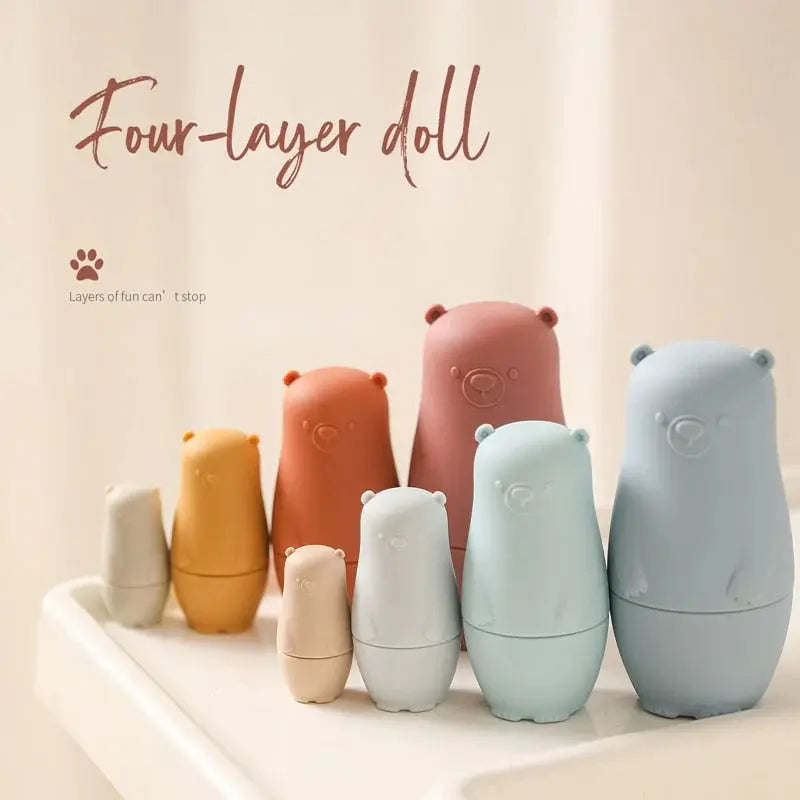 Stacking Figures 4-Piece Food-Grade Silicone Teething-Safe