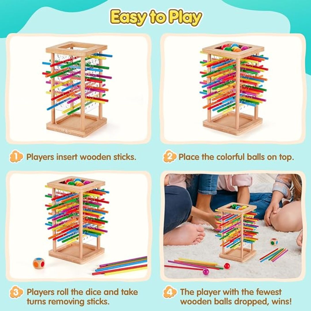 Stacking Toy Solid Wood & Non-Toxic Paint 3-in-1
