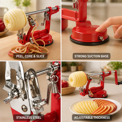 Stainless Steel 3-In-1 Suction-Base Apple Peeler, Corer & Slicer