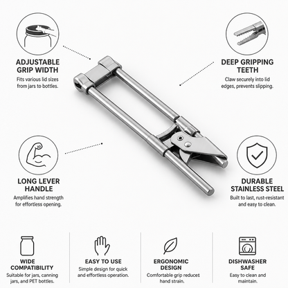 Stainless Steel Adjustable Grip Jar & Bottle Opener