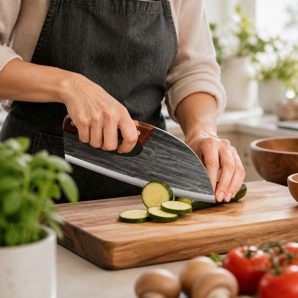 Stainless Steel Blade & Ergonomic Wood Handle Kitchen Knife