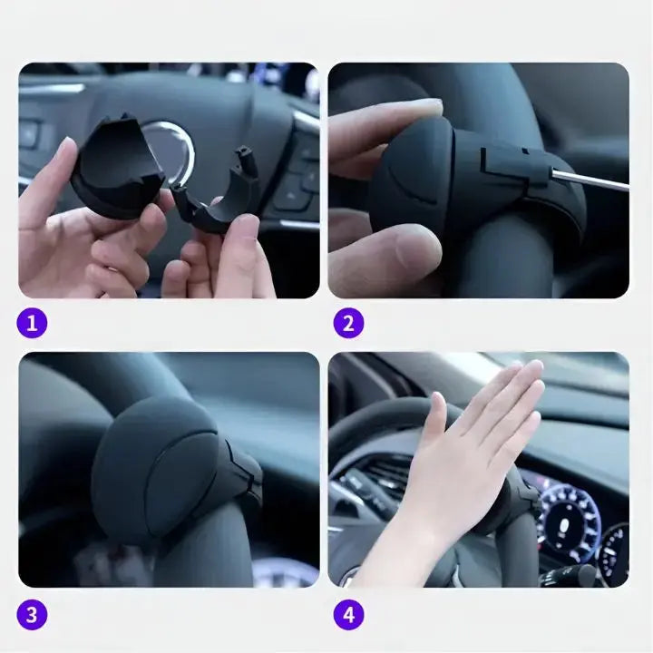 Steering Wheel Spinner Knob Ergonomic Grip Tool-Free Install