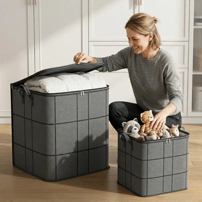 Storage Bag Tear-Resistant Non-Woven Reinforced Handles & All-Around Zipper